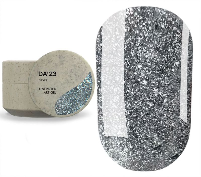 DA_23 Гель для нігтів Unlimited art gel Silver, 5 мл