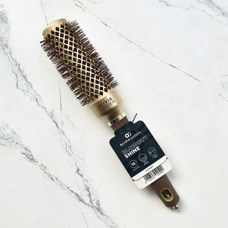 Olivia Garden Брашинг термо EXPERT BLOWOUT SHINE Wavy Bristles Gold&Brown 35