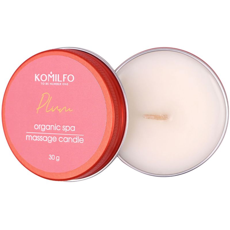 Komilfo Massage Candle – Plum, масажна свічка для шкіри, 30 г