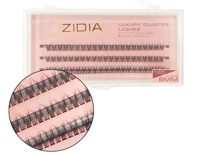 ZIDIA Cluster lashes fish tail Ресницы-пучки рыбий хвост 12D C 0,10 (3 ленты, размер 6 мм)