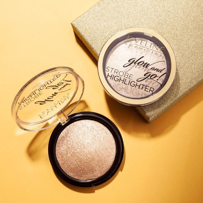 EVELINE COSMETICS GLOW AND GO! 02-Gentle gold - Baked face highlighter, 8.5 g