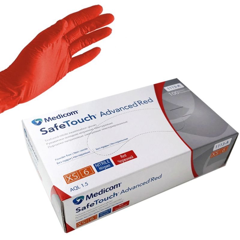 Medicom Рукавички нітрилові Red (XS) 1113 A 100шт / уп, щiльнiсть 4 г