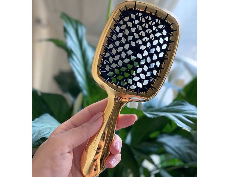 Janeke Superbrush Hair Comb Gold with Black