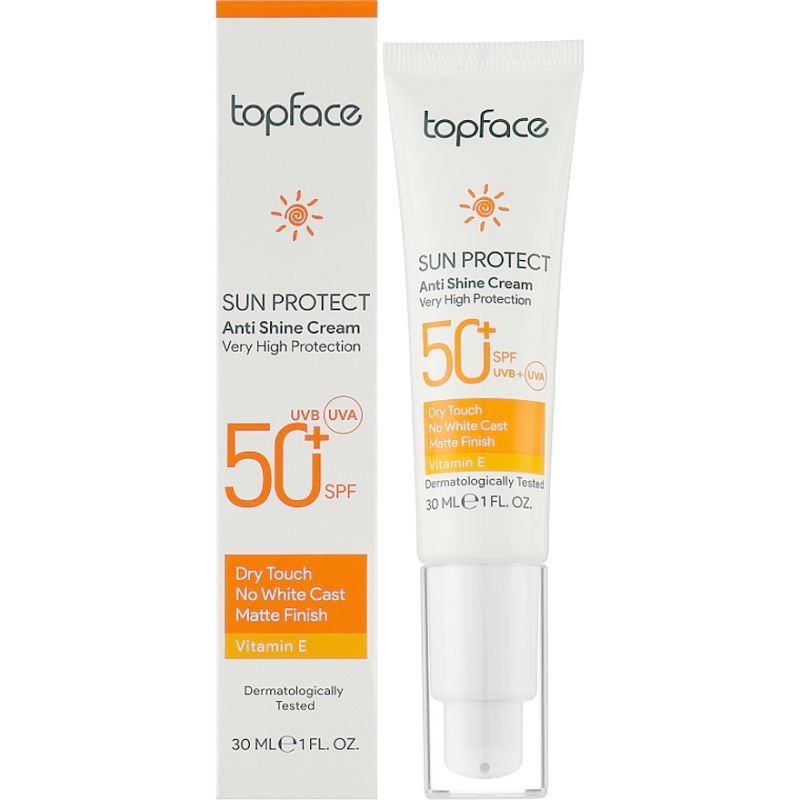TopFace Sunscreen face cream SPF50, 30 ml