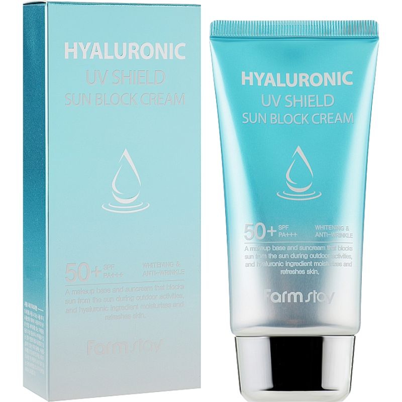 FARMSTAY Hyaluronic UV Shield Sun Block Cream SPF50+/PA+++ - sunscreen with hyaluronic acid, 70 ml