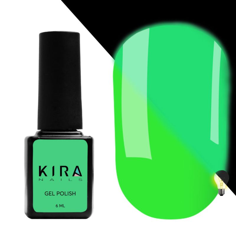 Гель-лак Kira Nails FLUO 002 (салатовый, флуоресцентный), 6 мл