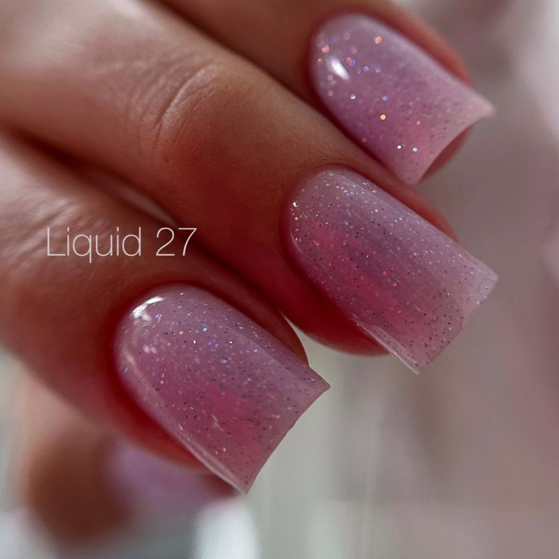 SAGA professional LIQUID GEL 27 (нежно-лавандовый с блестками, светоотражающий), 15 мл