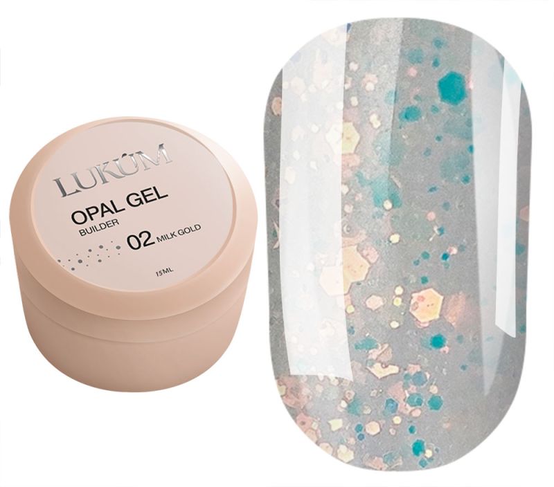 Lukum Гель для ногтей Builder Gel Opal №02 (Milk Gold), 15 мл