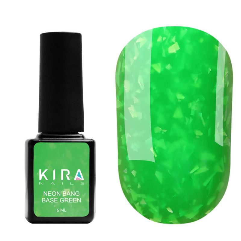 Kira Nails Neon Bang Base Green, 6 мл