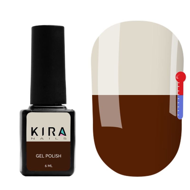 Thermo gel polish Kira Nails No. T02 (pink-brown, creamy when heated), 6 ml