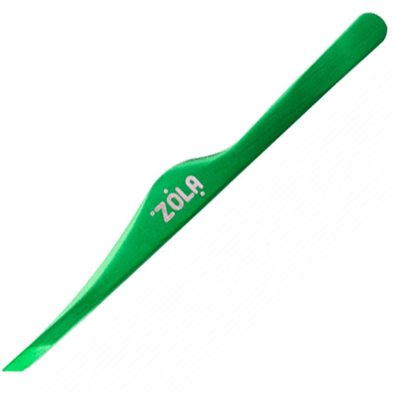 ZOLA Пинцет скошенный профессиональный для бровей GREEN