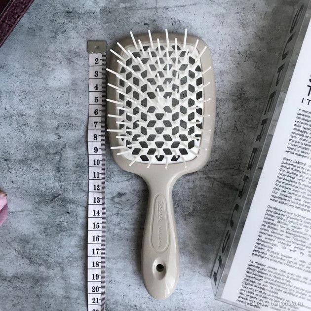 Janeke Superbrush Hair Comb Gray with White