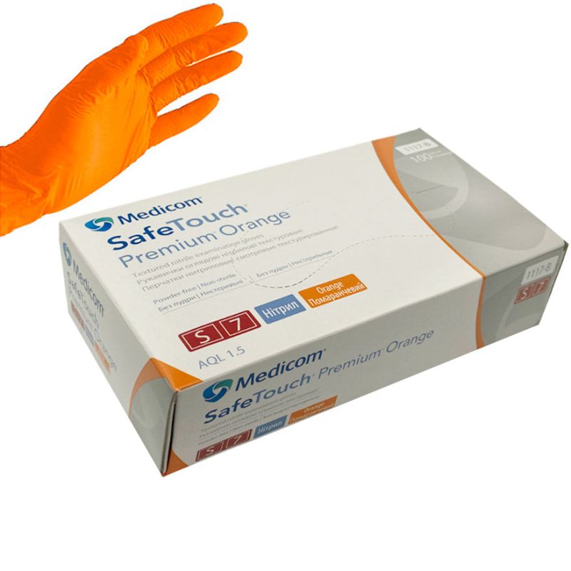 Medicom Рукавички нітрилові Orange (S) 1117 В 100шт/уп, щiльнiсть 5 г
