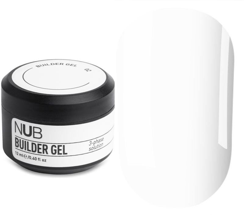 NUB Builder Gel №02 - Гель для наращивания трехфазный густой (светло-молочный), 12 мл