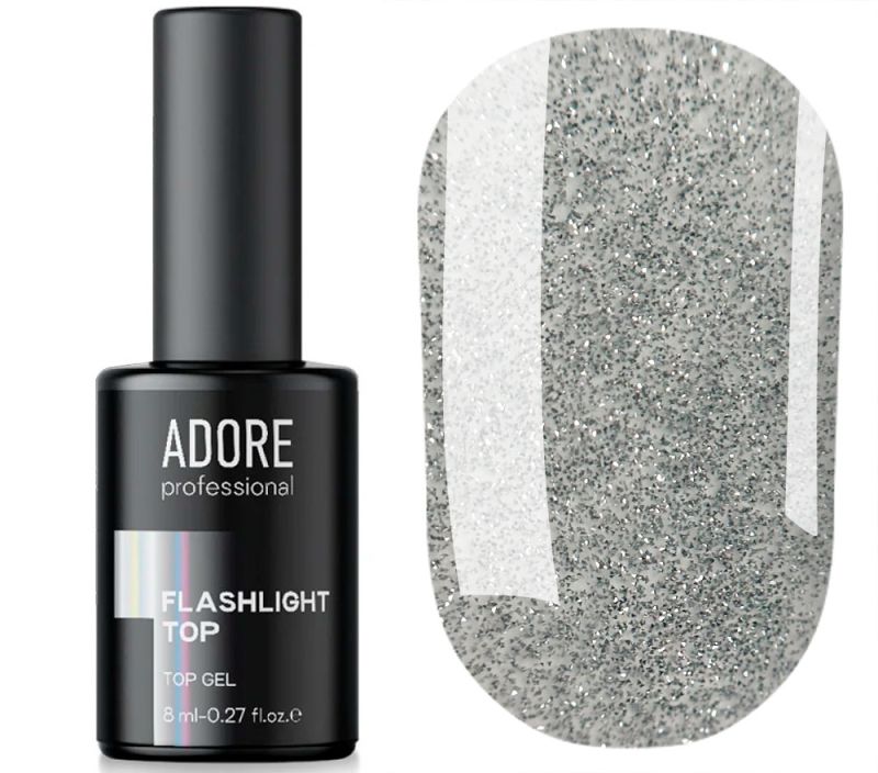 ADORE Flashlight top coat - non-sticky reflective top coat with UV filter, 7.5 ml