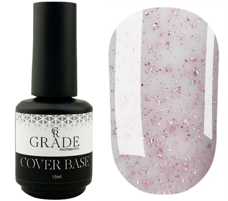 Grade Nail base Potal base 01 (milky with pink gold leaf), 15 ml
