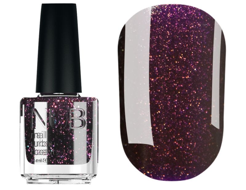 Nail polish NUB 002 Cosmic Blackberry (dark plum, micro-shine), 14 ml