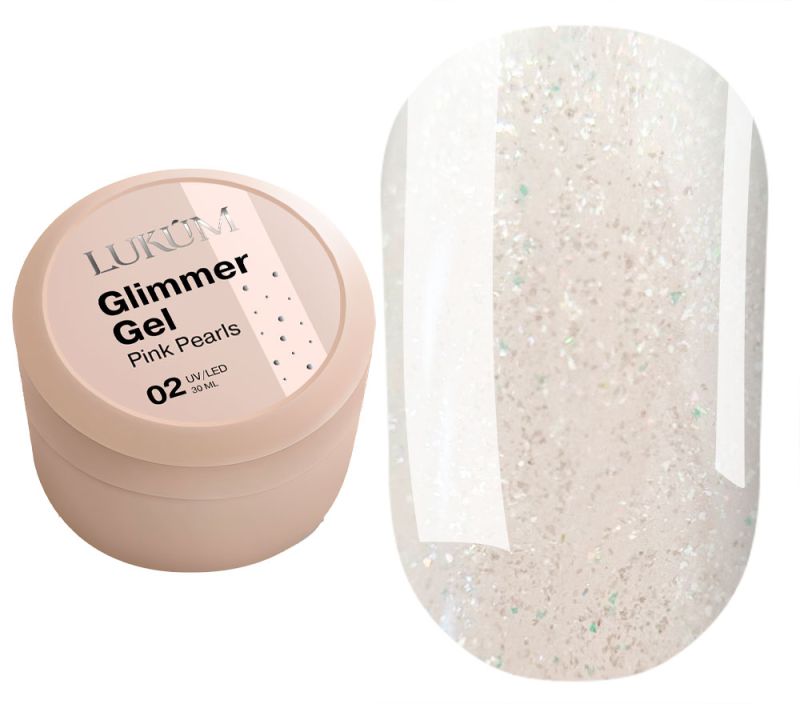 Lukum Гель для ногтей Glimmer gel 02 (Pink pearls), 30 мл