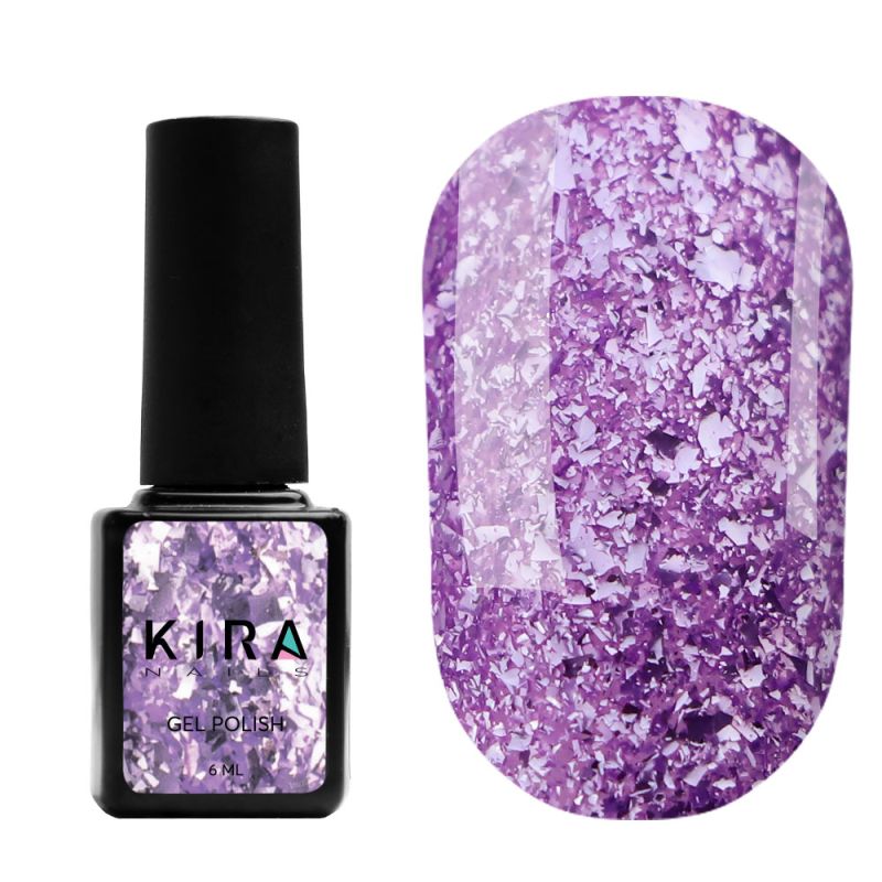 Kira Nails Shine Bright gel-varnish No. 007 (light purple with sparkles), 6 ml