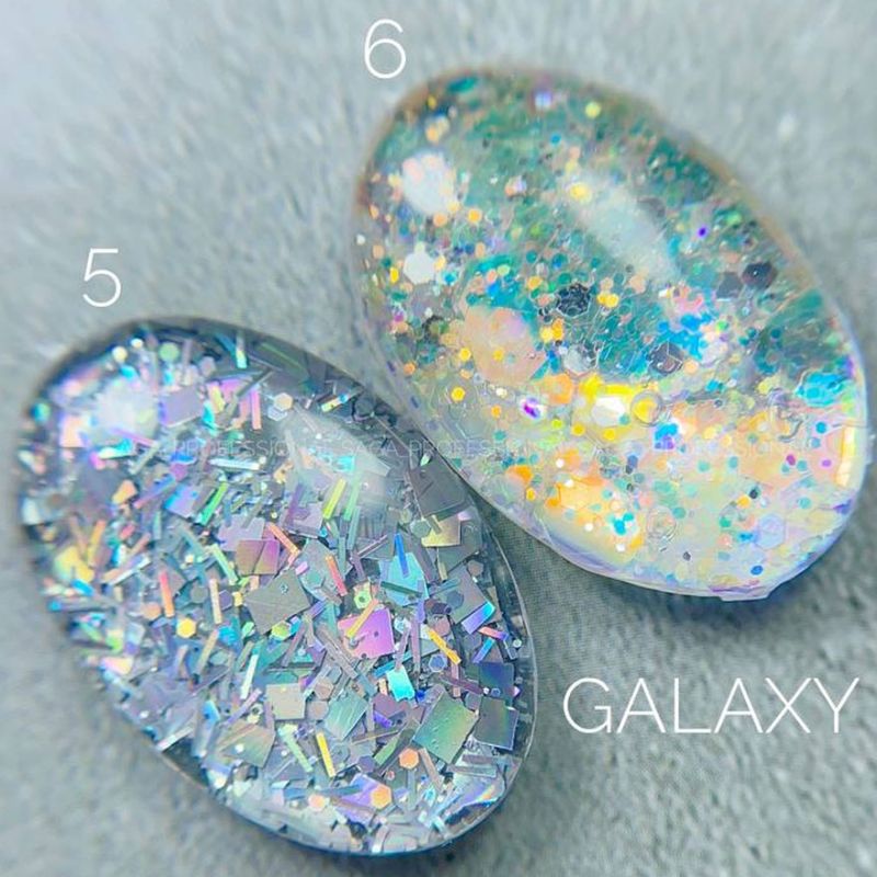 SAGA professional Galaxy glitter 06 (transparent with holographic gold glitter), 8 ml