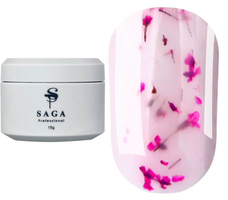 SAGA гель для нігтів квітковий professional Liquid Floral gel 01, 15 мл