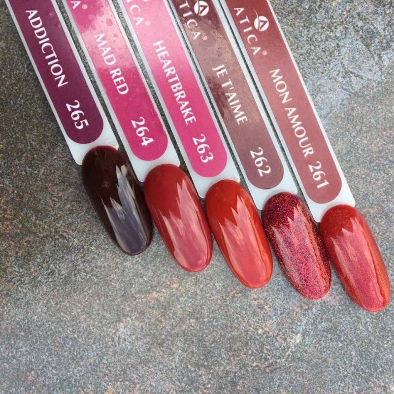 Gel polish Atica GPM 264 Mad Red (burgundy, enamel), 7.5 ml
