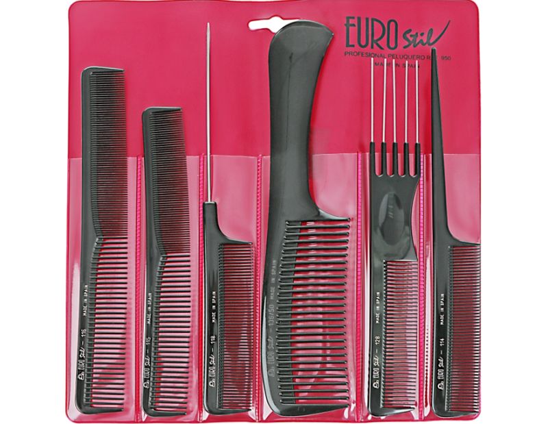 EUROstil Set of combs 6 pcs in a burgundy case