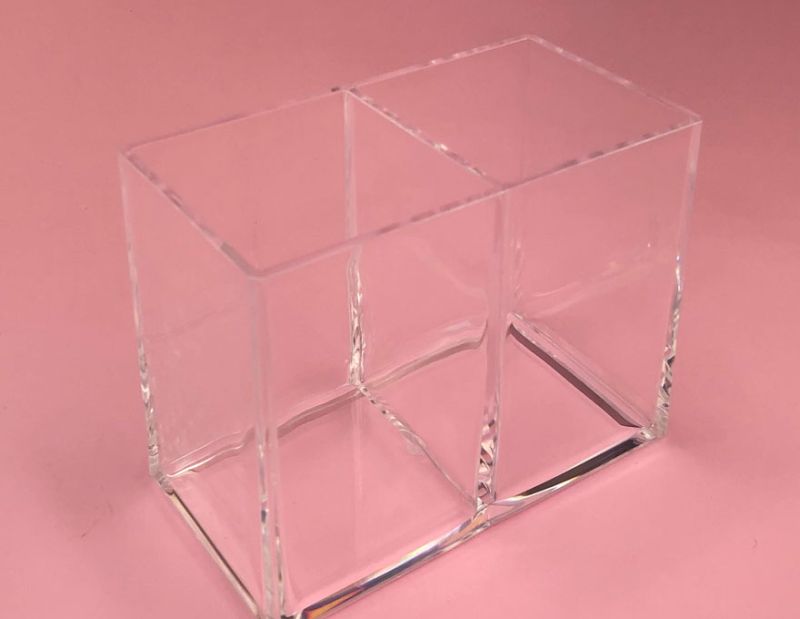 File and brush holder double, square transparent