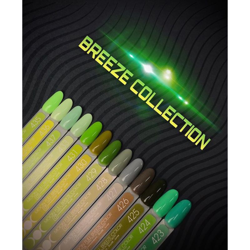 Гель-лак Moon Full Breeze color №437 (зелена м'ята, напівпрозорий), 8 мл