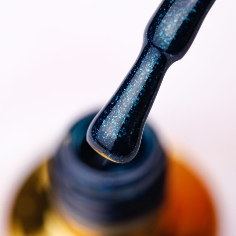 FOX gel varnish No. 164 (greenish-blue with sparkles), 7 ml