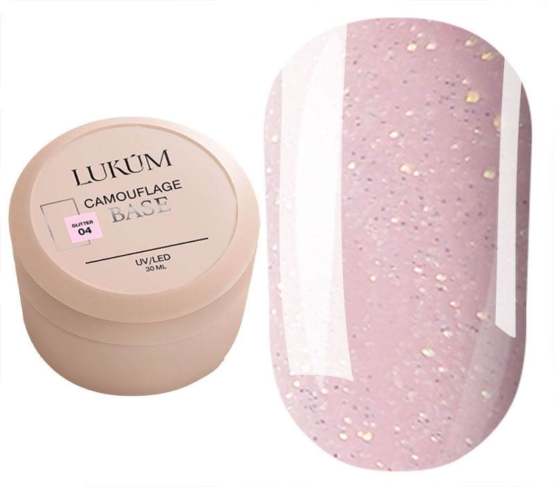 Lukum База для ногтей Glitter cover base 04, 30 мл