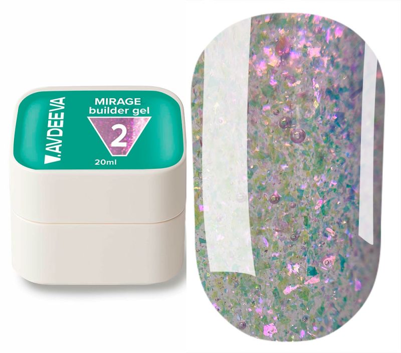 V.AVDEEVA MIRAGE Builder Gel №2 - голографический гель для моделирования ногтей, 15 мл