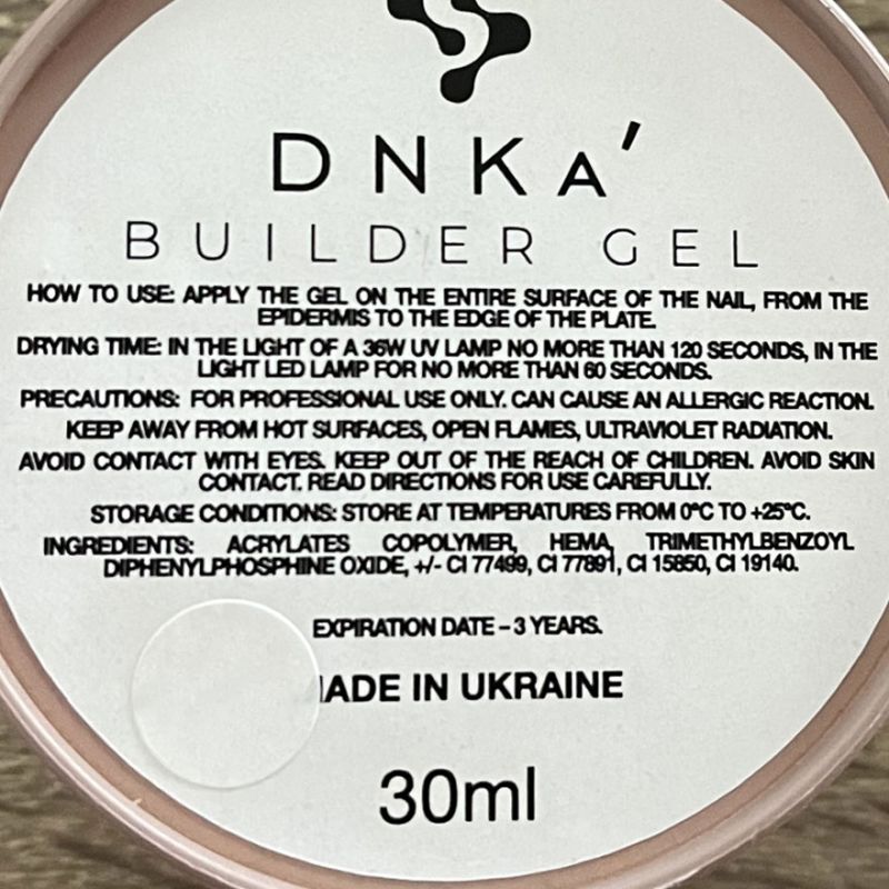 DNKa Гель для ногтей Builder Gel 0001, 30 мл