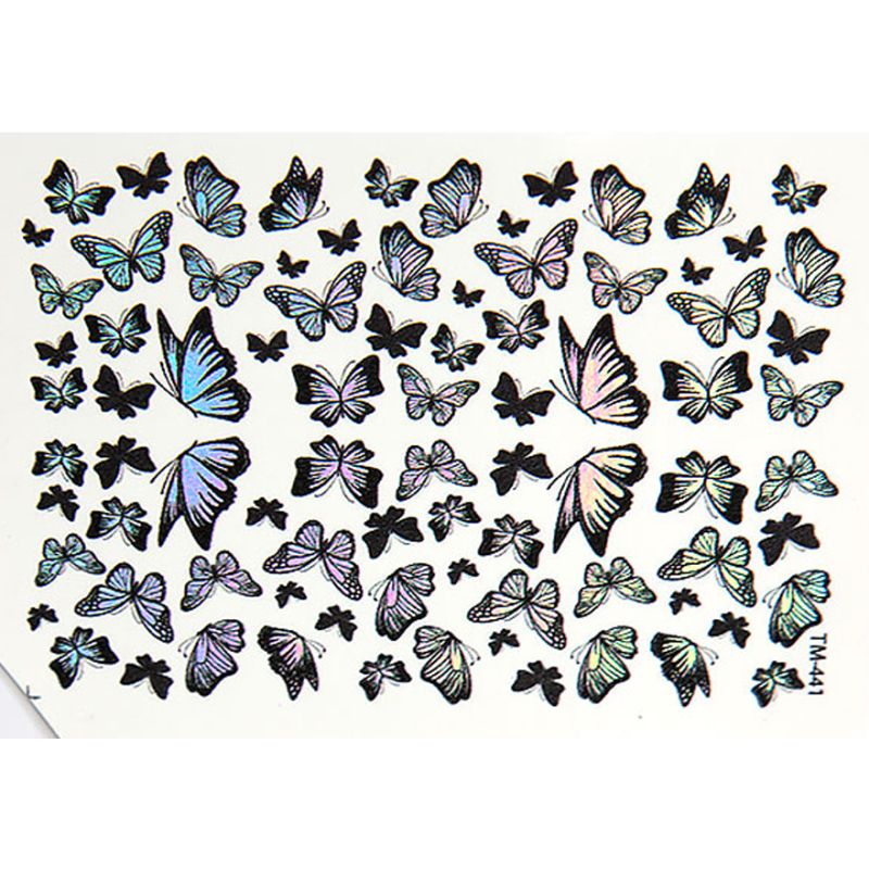 NewMax slider design 37D (TM-441 silver holographic, butterflies)