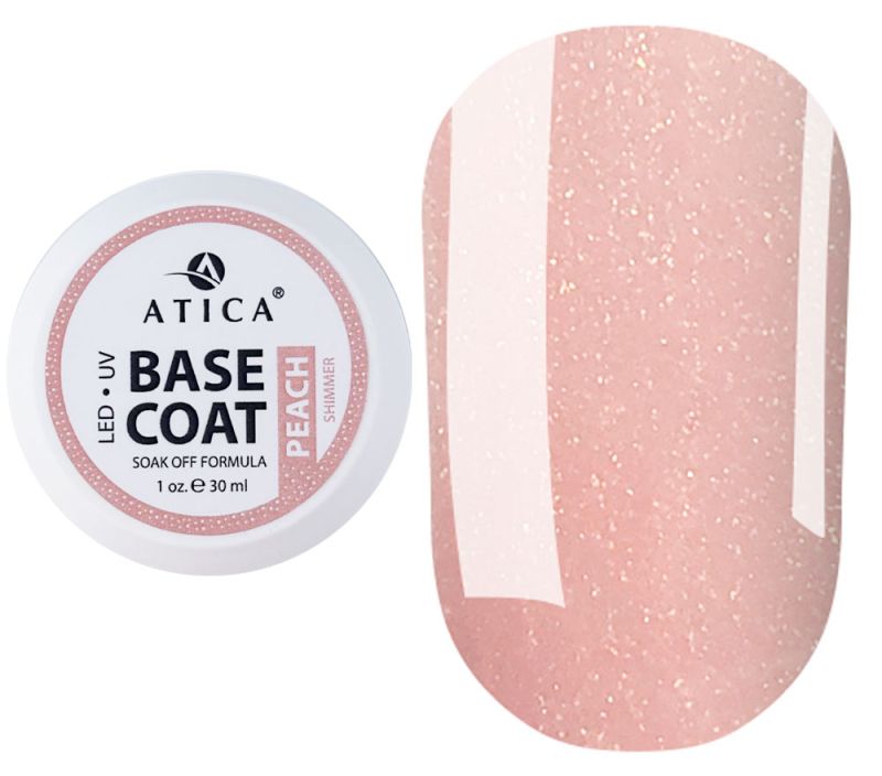 Atica Nail base Base Gel Shimmer Peach, 30 ml
