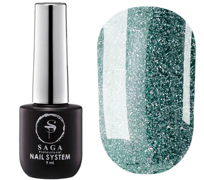 SAGA professional Gel polish Fiery gel 7 (turquoise with microshine, reflective), 9 ml