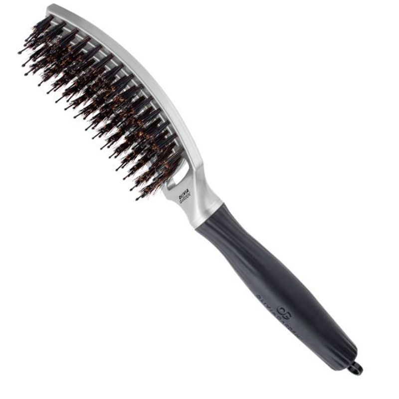 Olivia Garden Щетка Массажная с натуральной щетиной Finger Brush Combo Trinity Purity White Gold