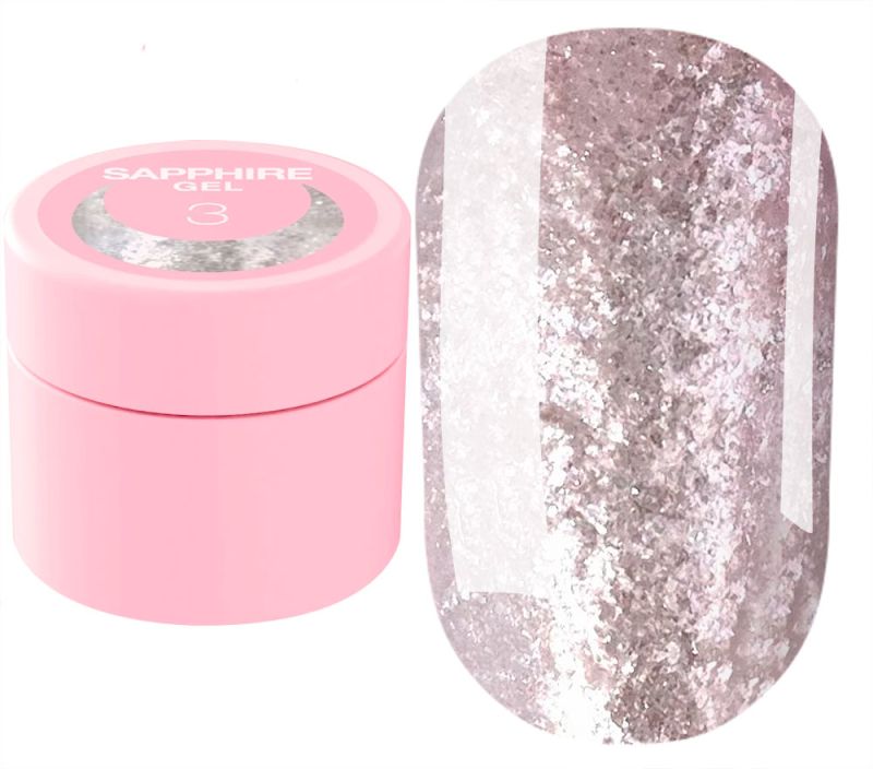 LUNA Гель блестки для дизайна Sapphire Gel №3, 5 мл