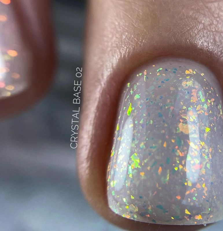 Grade Crystal base 02 nail base (transparent-milky with multi-colored melt), 15 ml