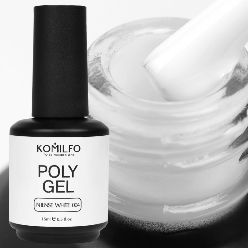 Komilfo PolyGel 004 Intense White (bright white, very dense, for a smile), 15 ml