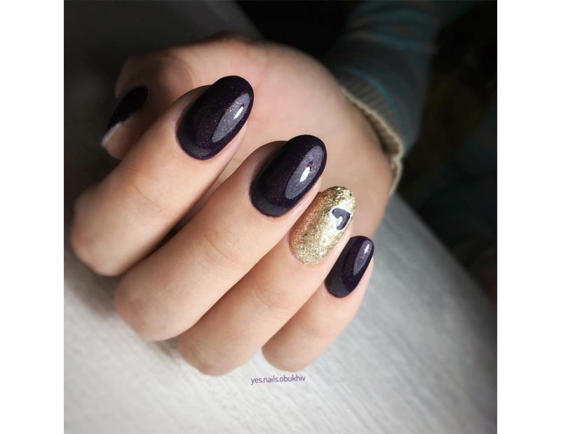 Gel polish Atica Never Forget GPM32 (purple, with gold glitter), 7.5 ml