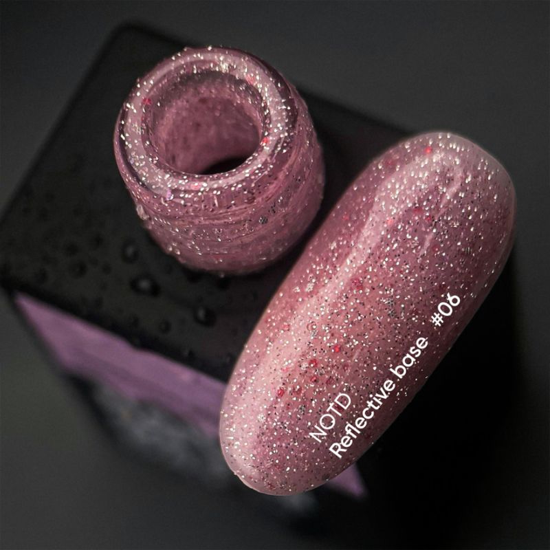 Nails Of The Day Base Reflective No. 06 (light pink with silver and pink shimmer, reflective), 10 ml