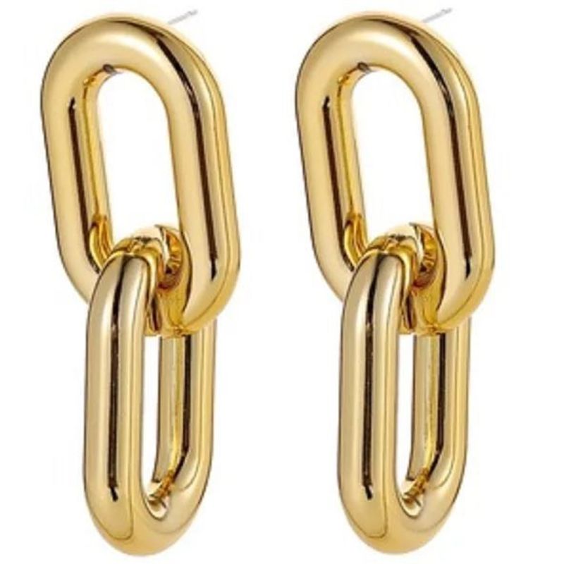 いえっり Chain earrings 2 rings, gold, 6.4 cm buy at 107,00 ₴ UAH. with