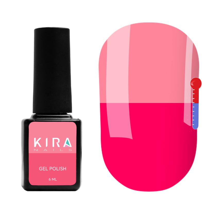 Thermo gel polish Kira Nails No. T13 (deep dark pink, hot pink when heated), 6 ml