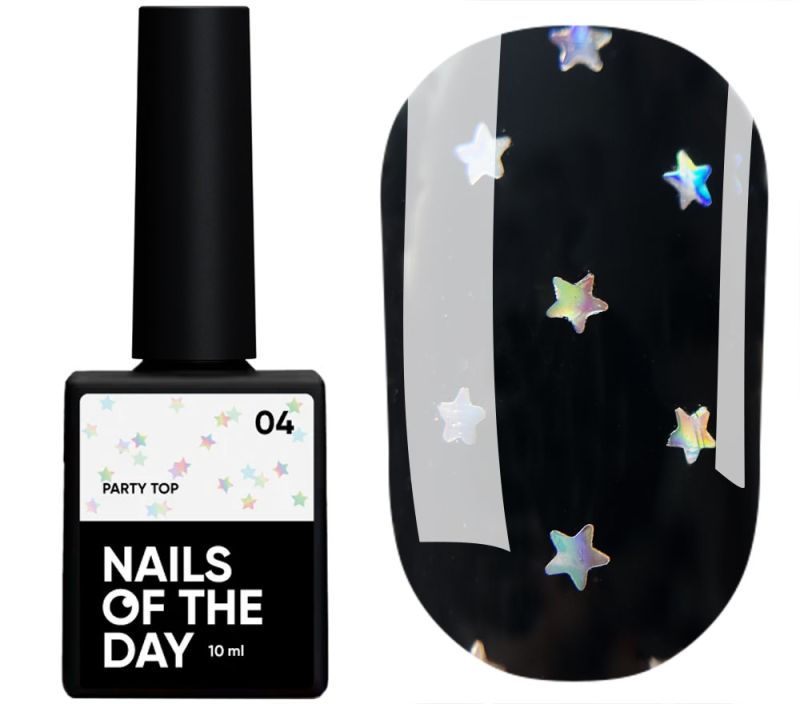 Nails Of The Day Nail top Party top No. 02 (transparent with fine shimmer), 10 ml
