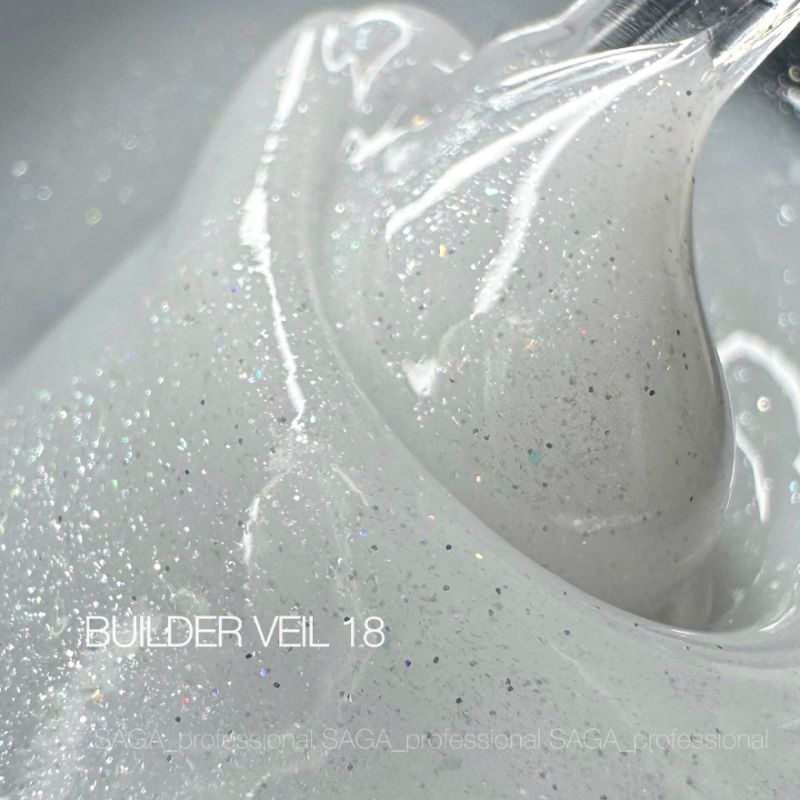 SAGA professional Builder Gel Veil 18 (молочный с блестками), 15 мл