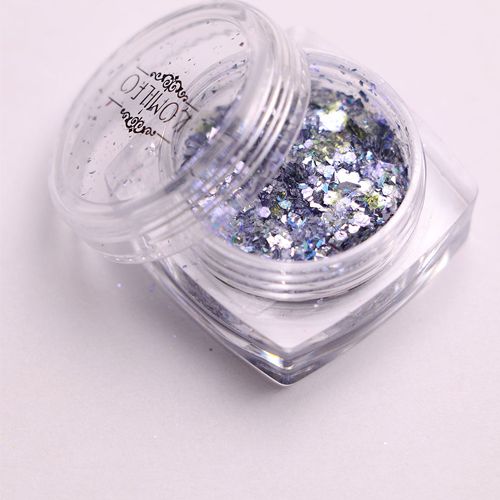 Komilfo sequins MIX chameleon 003, mix sizes, (silver / blue / purple), 1.5 g
