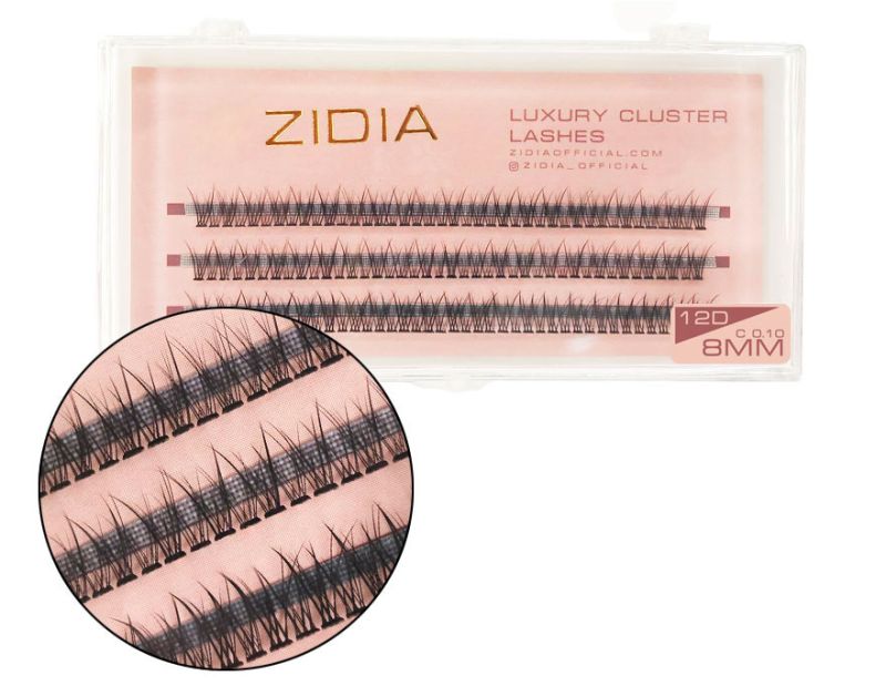 ZIDIA Cluster lashes fish tail Ресницы-пучки рыбий хвост 12D C 0,10 (3 ленты, размер 8 мм)