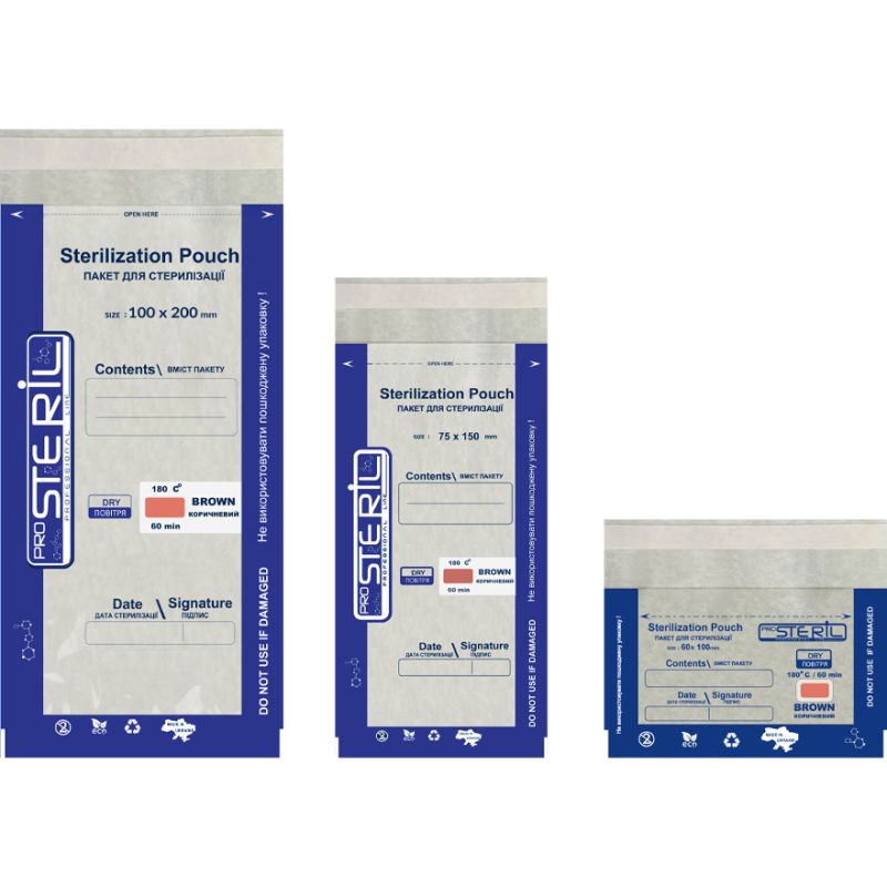 ProSteril Kraft bags for air sterilization, transparent 100x200 mm, 100 pcs/pack