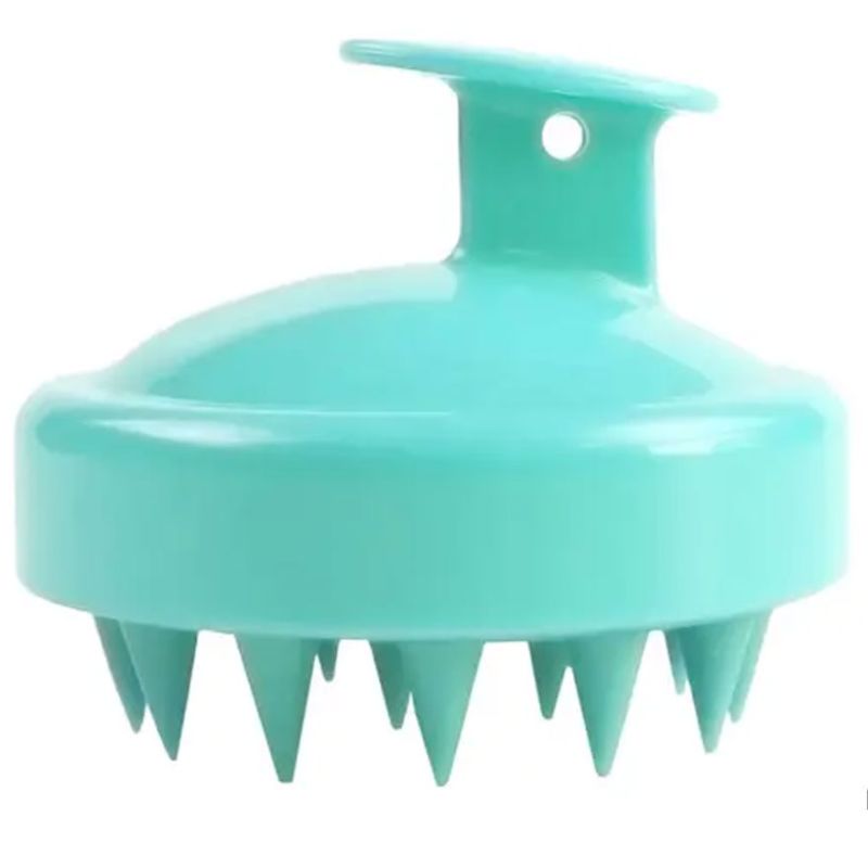 Shampooing massage brush, purple and blue